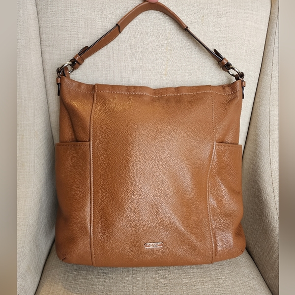 Coach Park Hobo Brown Pebbled Leather Shoulder Bag Large - Picture 1 of 8